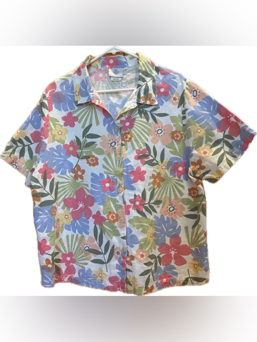 Hot Cotton Marc-Ware Casual Floral Button-Up Shirt - Beautiful! - size 1X